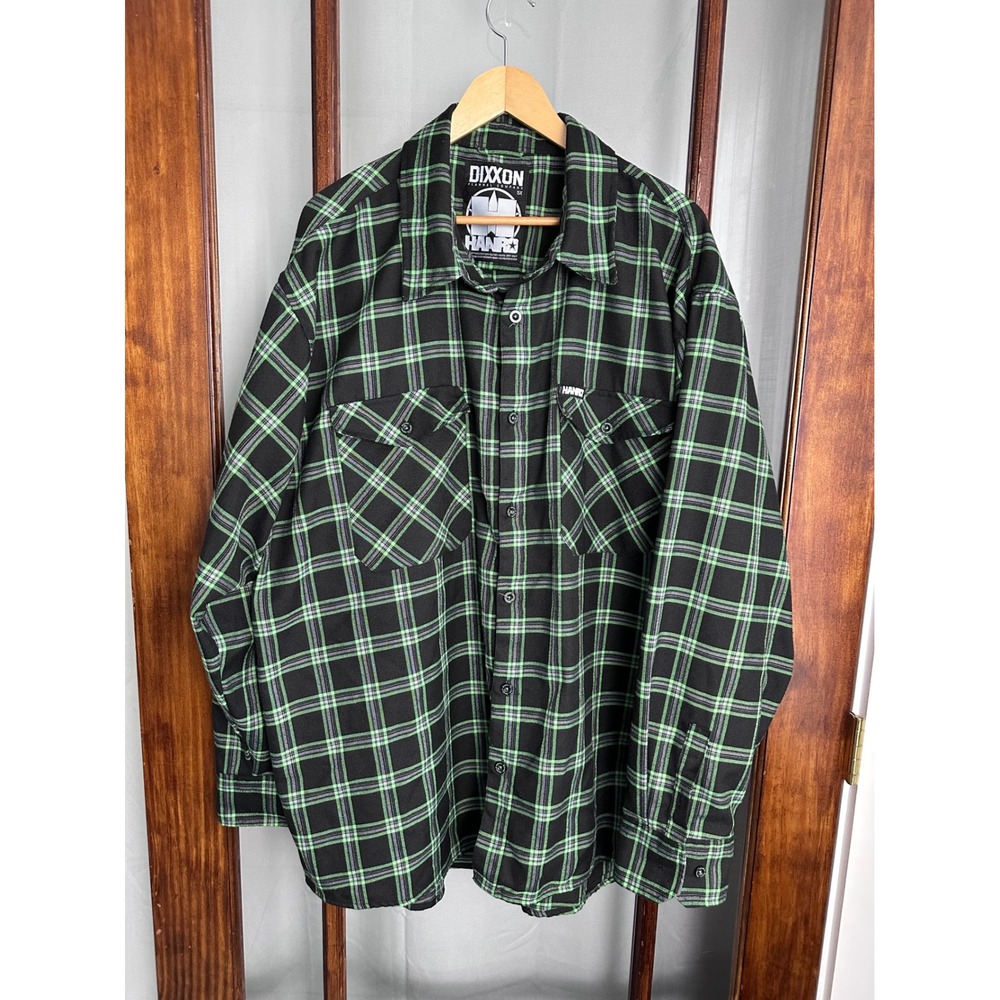 Dixxon Flannel Company x Hanro Green Black Plaid D-Tech Shirt Mens 5X